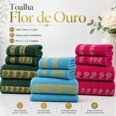 Jogo Toalha de Banho Flor 1 , 2 e 3 Peças 100% Algodão Grossa Felpuda Super Macia Excelente Absorção  Premier Habitat