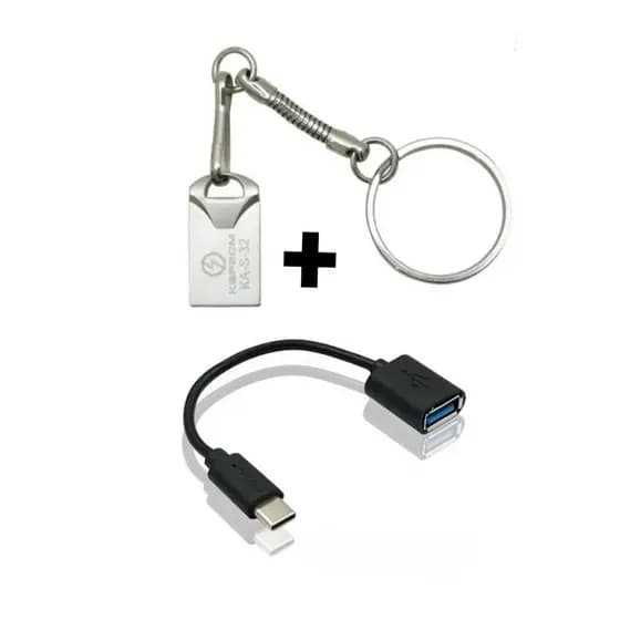 Kit Mini Pendrive 16Gb + Cabo Otg tipo C transferencia de dados