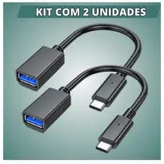 Kit 2 Cabo OTG  Tipo C Adaptador 3.0 Para Pendrive Transferencia de Dados