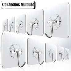 KIT Até 20 Kit Ganchos Adesivos Transparentes Multiuso Doméstico – Suporte Forte para Parede, Cozinha e Banheiro Casa ar