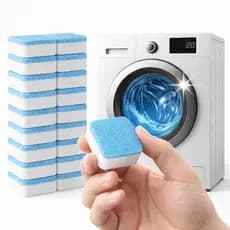 Kit Até 24  Pastilhas Limpeza Máquina de Lavar Efervescente Anti Mofo Odor Remove Resíduos Multiuso