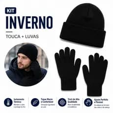 KIT TOUCA E LUVAS DE INVERNO UNISSEX PROTEÇÃO CONTRA FRIO TÉRMICO MACIO TAMANHO ÚNICO