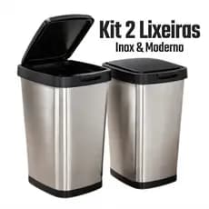 1 Ou 2 Lixeiras Inox 9L Tampa Click Moderna Compacta Cozinha Banheiro Premium Fácil Limpeza