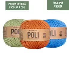 Fio Poli 3mm Fischer 220m TEX 1360 100% Poliéster Crochê Bolsas