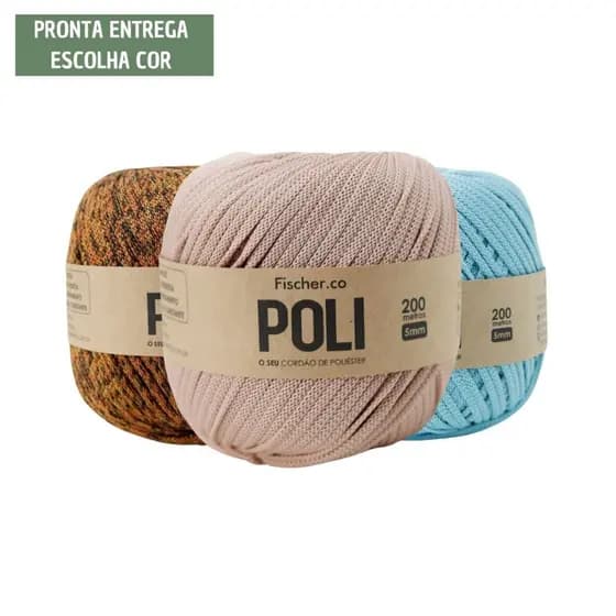 Fio Poli Plus 5mm Fischer 200m TEX 2200 100% Poliéster Crochê Bolsas