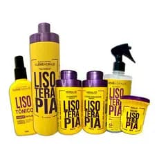 Kit 6 em 1 Lisoterapia Progressiva Shampoo Condicionador Protetor Térmico Tônico Capilar e Máscara