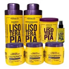 Kit Lisoterapia Completo 7 Produtos Shampoo Condicionador Oleo Mascara Cronograma Capilar