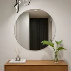 Espelho Decorativo Redondo De Parede Sala Quarto e Banheiro 40cm Moderno Com Borda Lapidada - Envio Full
