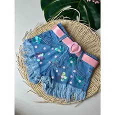 Krica Kids - Short Jeans Infantil Menina Com Cinto Blogueirinha