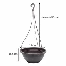 Kit 3 Vasos Cuia Suspenso 3 Litros Cor Café Decorativo Plantas