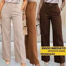 Calça Pantalona Alfaiataria Premium Com Bolso Elegante Confortável Escritório PROMOÇÃO M G GG