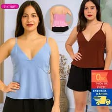 Blusa Top Cropped Feminina Alça ajustavel Fina Duna Regata Lisa Básica Elegante