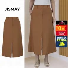 Saia Midi Feminina Cintura Alta com Bolso e Fenda  Alfaiataria Sensoriale M G GG