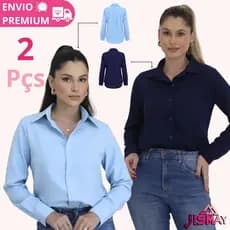 Kit 2 Camisa Feminina Social Com Botão - Seu estilo em destaque