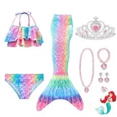 Baby Girls Cosplay Little Mermaid Costume Pool Festa De Sereia Cauda Vestido De Fato De Banho