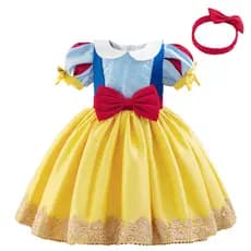 Meninas Branca De Neve Vestido De Princesa Cosplay Festa Do Bebê Menina Amarelo Vestidos De Verão Crianças Presentes De