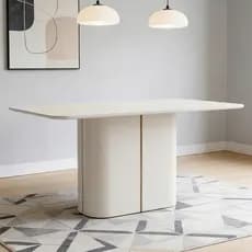 Mesa de Jantar 6 Lugares Retangular Tampo Vidro Verbena N01 Off White - Lyam Decor
