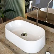 Cuba de Apoio Oval Para Banheiro Lavabo Laila C01 O42W Branco - Lyam
