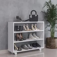 Sapateira Multiuso Organizador Com 03 Prateleiras E Rodízio Pérola L03 Branco - Lyam Decor