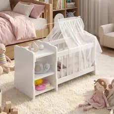 Berço Para Boneca Cristal Ursinho C02 Brinquedo Infantil Branco - Lyam Decor