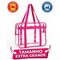 Sacola Bolsa Jumbo Multiuso Cristal PVC 0,20mm com Reforço EXTRA Alças de Nylon - Maternidade Praia Uso institucional