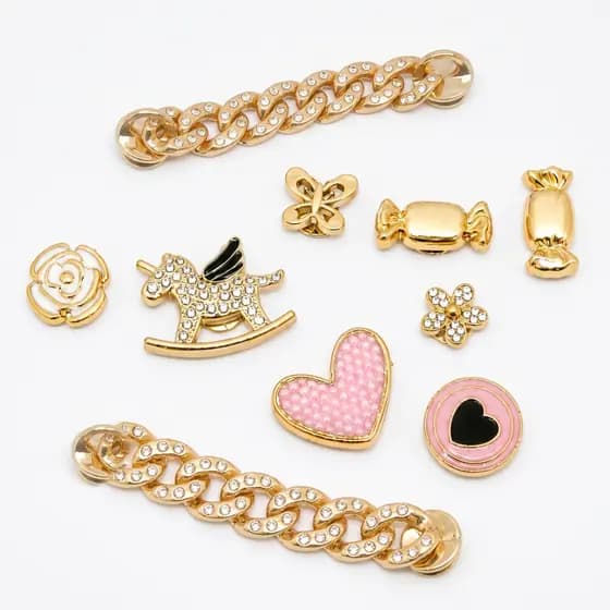 Kit de Apliques para Sapatos+Pingente para Bolsa 2 em 1|Metal/PVC|Acessórios DIY Cartoon|Enfeite Decorativo Versátil