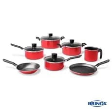 Conjunto Panelas Jogo de Panelas Garlic 7 Peças Brinox Antiaderente Alta Durabilidade Design Moderno