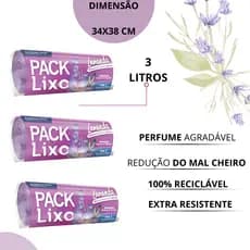 Kit Banheiro Lixeira Banheiro Pia 3 Rolos 120 Sacos Neutraliza Odorizador Lavanda atacado