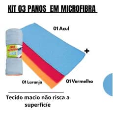 Kit  01 Mop Chenille 03 Panos Microfibra Limpeza Casa  Chão Absorção  Lustrador Superfície