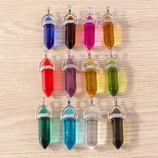Kit 10 Pingentes de Cristal Hexagonal – Pedras Naturais e Preciosas Sortidos