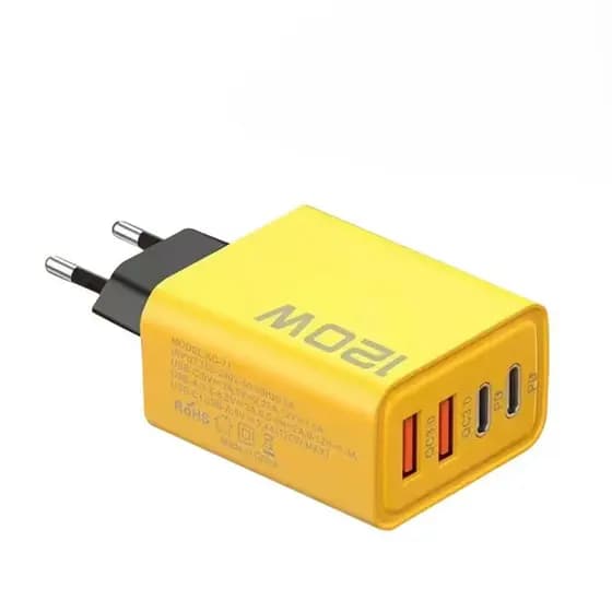Carregador Turbo Tipo C 120W, Compatível com iPhone, Samsung e Xiaomi, USB PD e Quick Charge 3.0