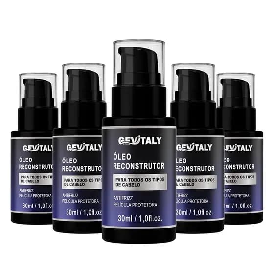 5x Óleo Reconstrutor Gevitaly 30ml | Antifrizz, Brilho, Proteção e Hidratação Capilar