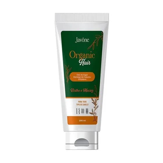 Creme Capilar Organic Hair 200ml – Brilho e Maciez com Óleo de Argan, Cupuaçu e D-Pantenol