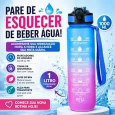 Garrafa de Água Motivacional 1L Com Horário e Frases Motivacionais Academia Fitness
