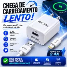 Carregador Rápido de Parede 12W + Cabo USB 2.4A para Lightning - Plug Americano