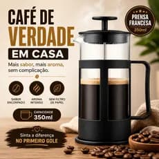 Cafeteira Prensa Francesa 350ml – Sabor Intenso e Praticidade - MO-AK-55