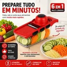 Cortador de Legumes Multifuncional 6 em 1 Mandoline Fatiador de Frutas e Verduras Inox BM-A16