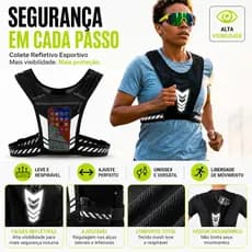 Colete Refletivo Corrida e Caminhada Ajustável Unissex Alta Visibilidade Segurança Noturna Esportivo