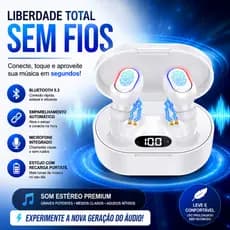 Fone de Ouvido Bluetooth 5.3 Sem Fio TWS Com Microfone Intra Auricular USB-C 1Hora AUT114B Branco