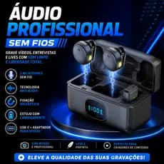 Microfone Lapela Sem Fio Duplo Tipo C Anti Ruído Magnético p/ iPhone Lightning Podcast Vídeo
