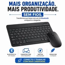 PRETO - Conjunto de Teclado + Mouse Sem Fio Bluetooth Para Notebook e Tablet