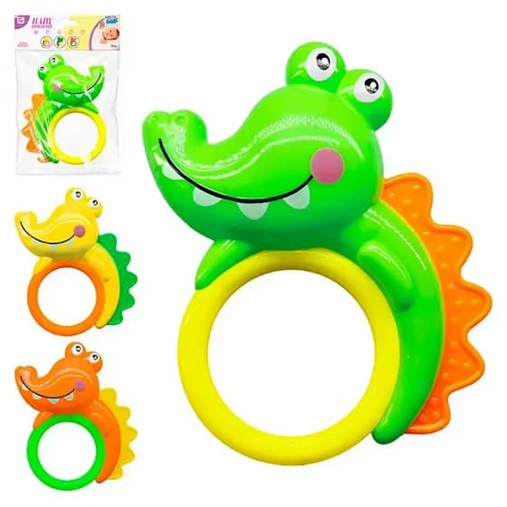 Brinquedo Mordedor Bebê Chocalho Crocodilo Infantil 14cm