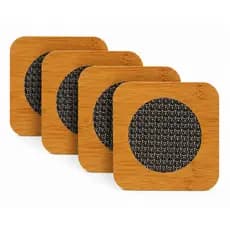 Descanso de Panela Quadrado Kit 4 Protetores de Mesa Bambu Antiderrap