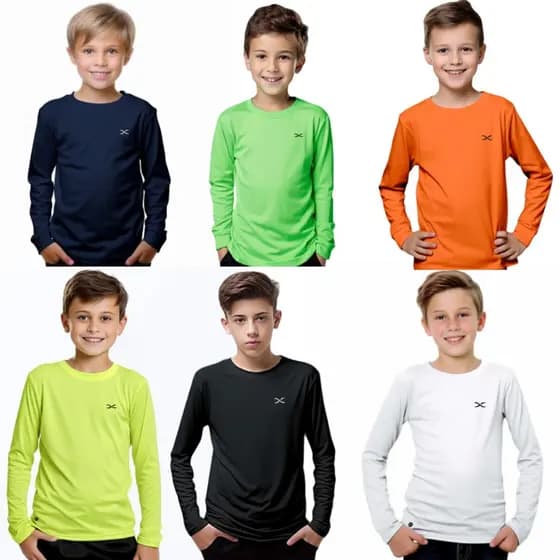 Camiseta Proteção Solar Uv+50 Segunda Pele De Menino Juvenil Moda Praia Verão segunda pele Infantil