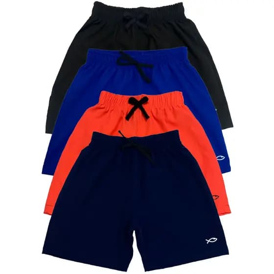 Kit 03 Bermuda de Elástano Menino Infantil e Juvenil Masculina Peças lisas Praia