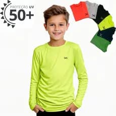 Blusa infantil térmica Camisetas proteção solar uv menino  2 a 16 anos Moda Praia Verão segunda pele