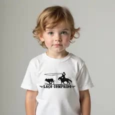 Camiseta  Country Infantil  Manga Curta Estampada Laço Comprido 100% Algodão Premium Camisa Infantil Unissex