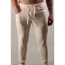 Calça Masculina JotaVê em Bengaline Bege Moda Masculina Casual Confortável