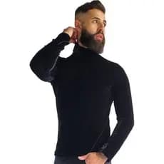 Blusa Masculina JotaVê Cacharrel em Veludo Preto Moda Masculina Inverno Casual