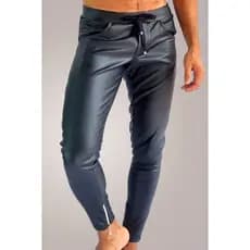 Calça Masculina JotaVê Slim em Couro Ecológico Moda Masculina Casual Confortável